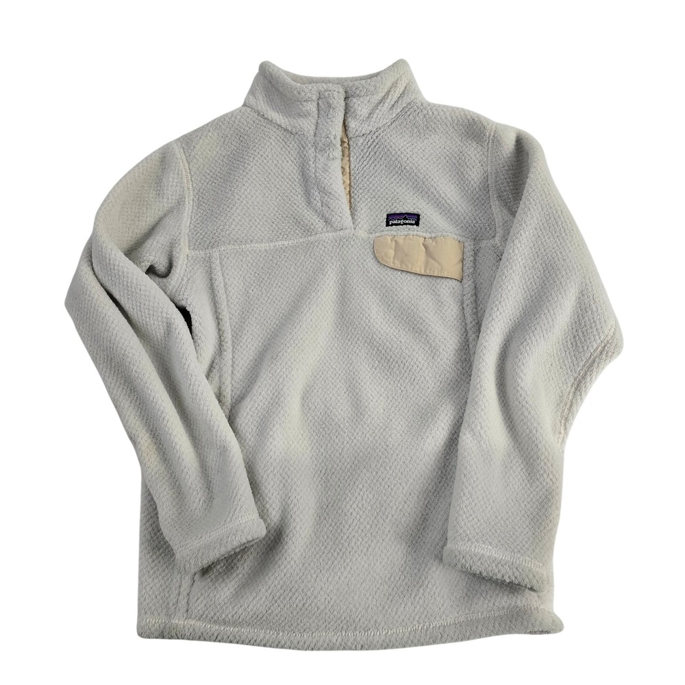 Patagonia Girls Fleece Snap Pullover‎ Light Beige XL 14 Worn Wear